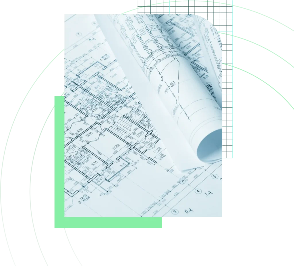 Opportunities 1 Rolled up architectural plans of apartment complexes.