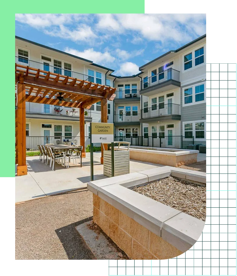 Shared outdoor space at an apartment complex.